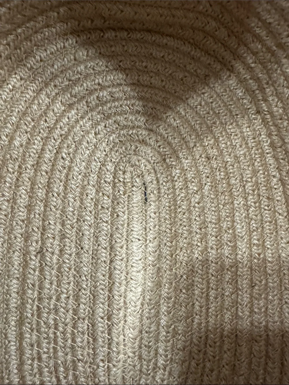 Small Brown Oval rope Storage Basket with Lace Trim